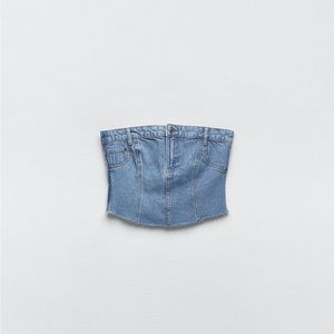 ZARA Bustier Denim Top Size Medium